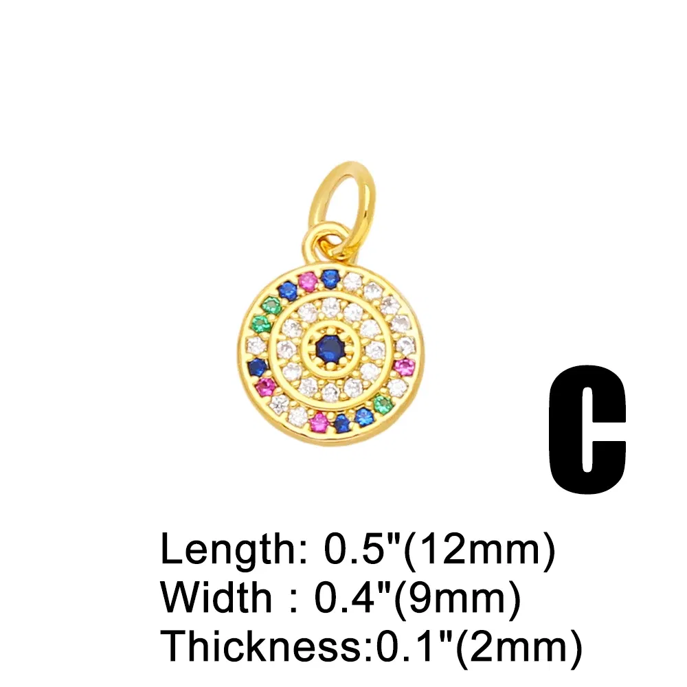 Metal color: Orange - OCESRIO Multicolor Little Turkish Eye Bracelet Earring Charm Copper Gold Plated CZ Evil Eye Jewelry Making Supplies chma180
