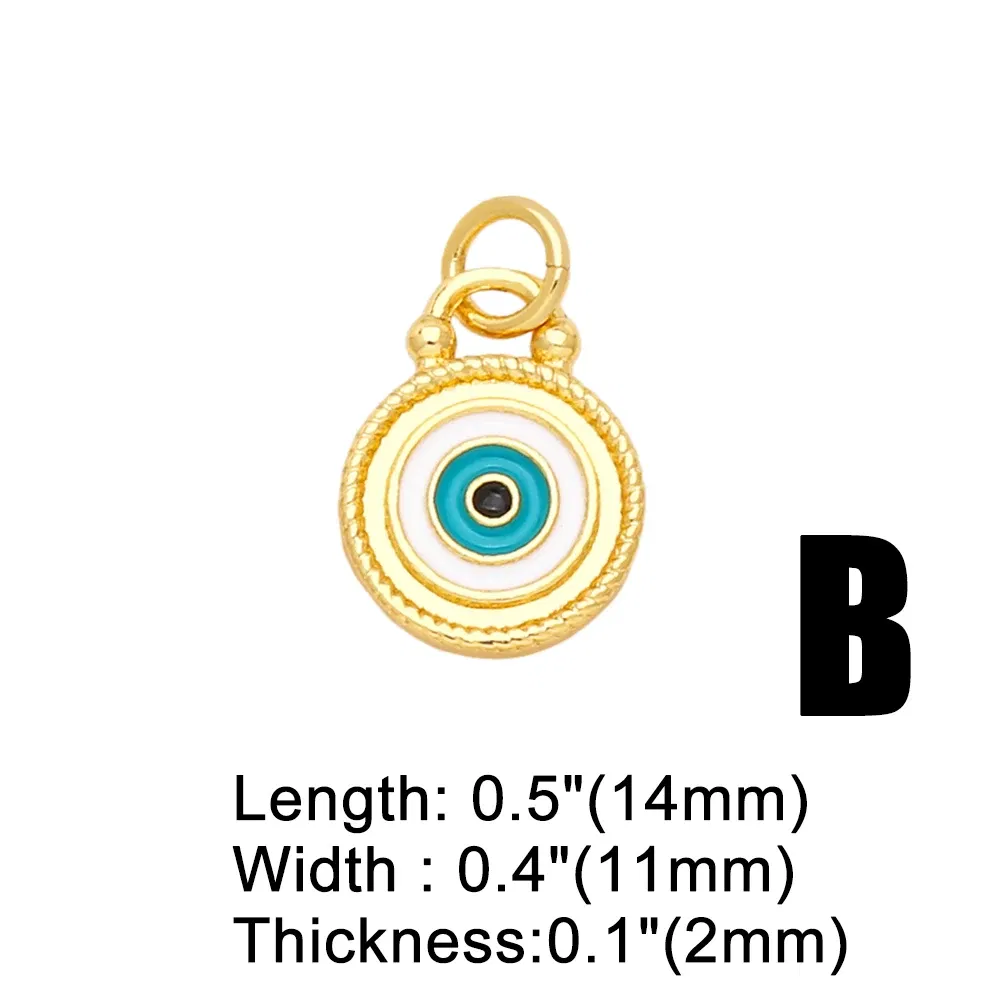 Metal color: Orange - OCESRIO Multicolor Little Turkish Eye Bracelet Earring Charm Copper Gold Plated CZ Evil Eye Jewelry Making Supplies chma180