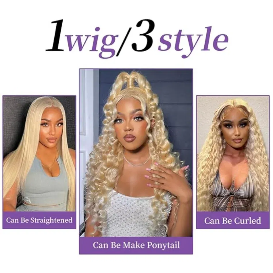 Hair Color: #16, Stretched Length: 30inches, Density: 100%, Ships From: CHINA - Blonde 613 HD Lace Frontal Wig 13x6 Body Wave HD Lace Frontal Wig 613 Colored Human Hair Wigs 30 Inch Long Loose Deep Wig Blonde