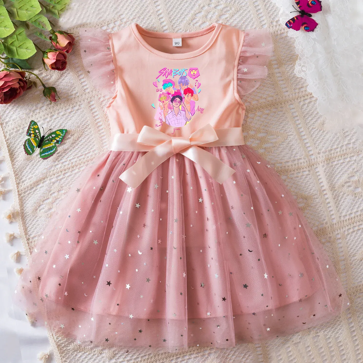 Color: black, Size: One Size, Height: 164 - KPop Demon Hunters Girls Dress Kids Party Halloween Carnival Birthday Party Clothes Princess Tutu Dresses Costume Children Gift