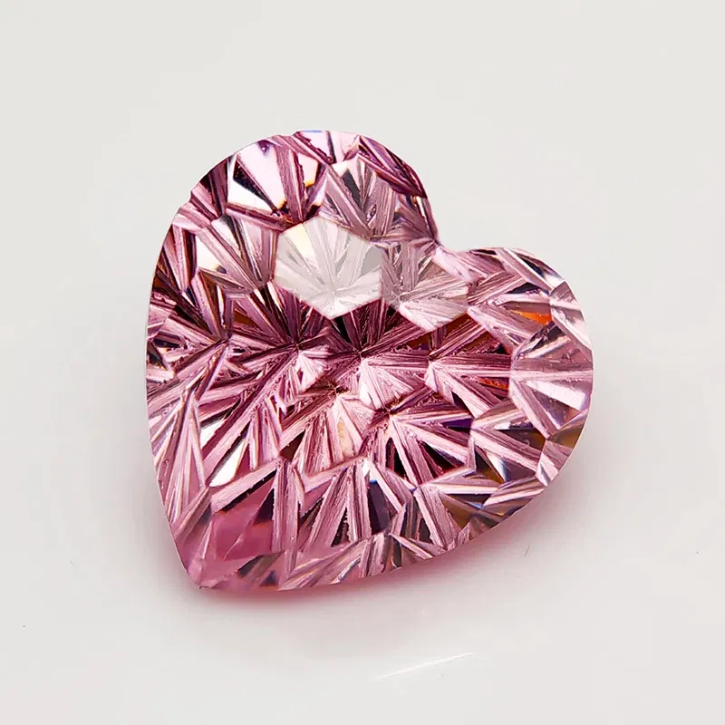 New Pink 6x6mm Heart Pyrotechnic Cut Cubic Zirconia Gemstones for Jewelry Making