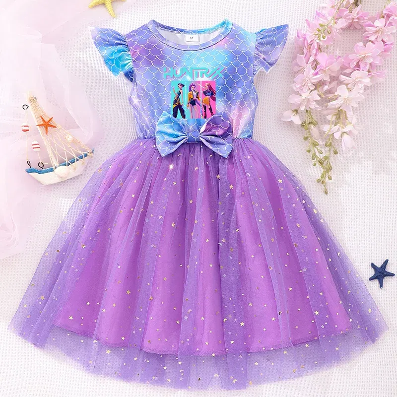 Color: Silver, Size: One Size, Ships From: CHINA, Height: 170 - KPop Demon Hunter Christmas Princess Dress Girl Fashion Casual Autumn Butterfly Dress Wedding Birthday Party Dress Gift Clothes