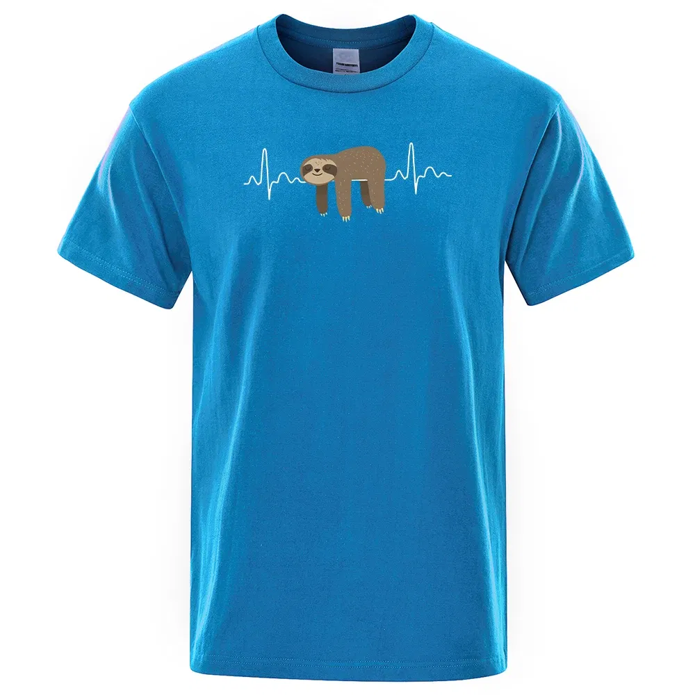 Color: ROYAL BLUE, Size: S - Sloth Resting On Tummy Printing Mans T Shirts Crewneck Soft T-Shirts Comfortable S-XXXL Tee Shirts Oversized Casual T-Shirt Man