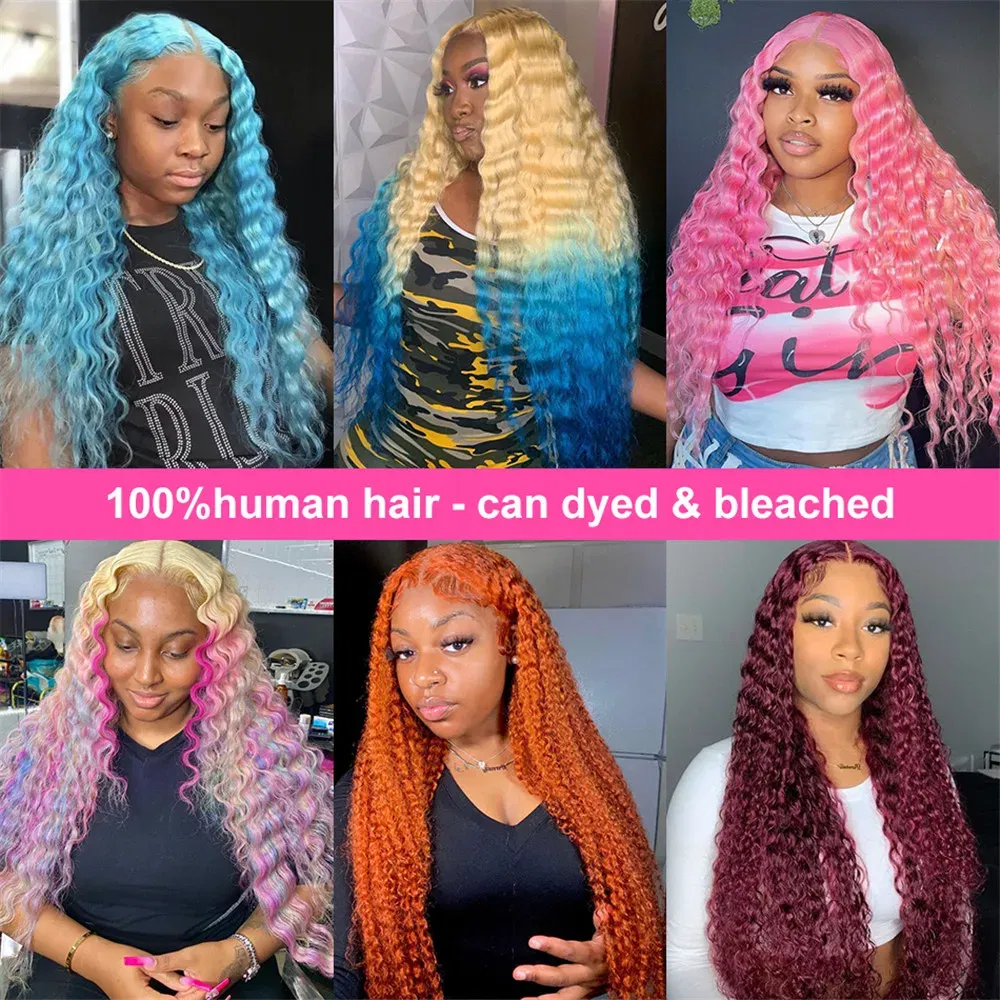 Color: #1B, Ships From: CHINA, Stretched Length: 28inches, Density: 180% - 613 Blonde Curly glueless 13x6 Transparent Hd lace front wig Deep Wave human hair 36 inch Brazilian wig pre plucked for women