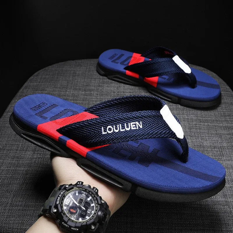 Color: black, Shoe Size: 43 - High Quality Men Flip Flops Summer Beach Slippers Men Fashion Casual Breathable Antiskid Beach Flip Flops Men Summer Outdoor