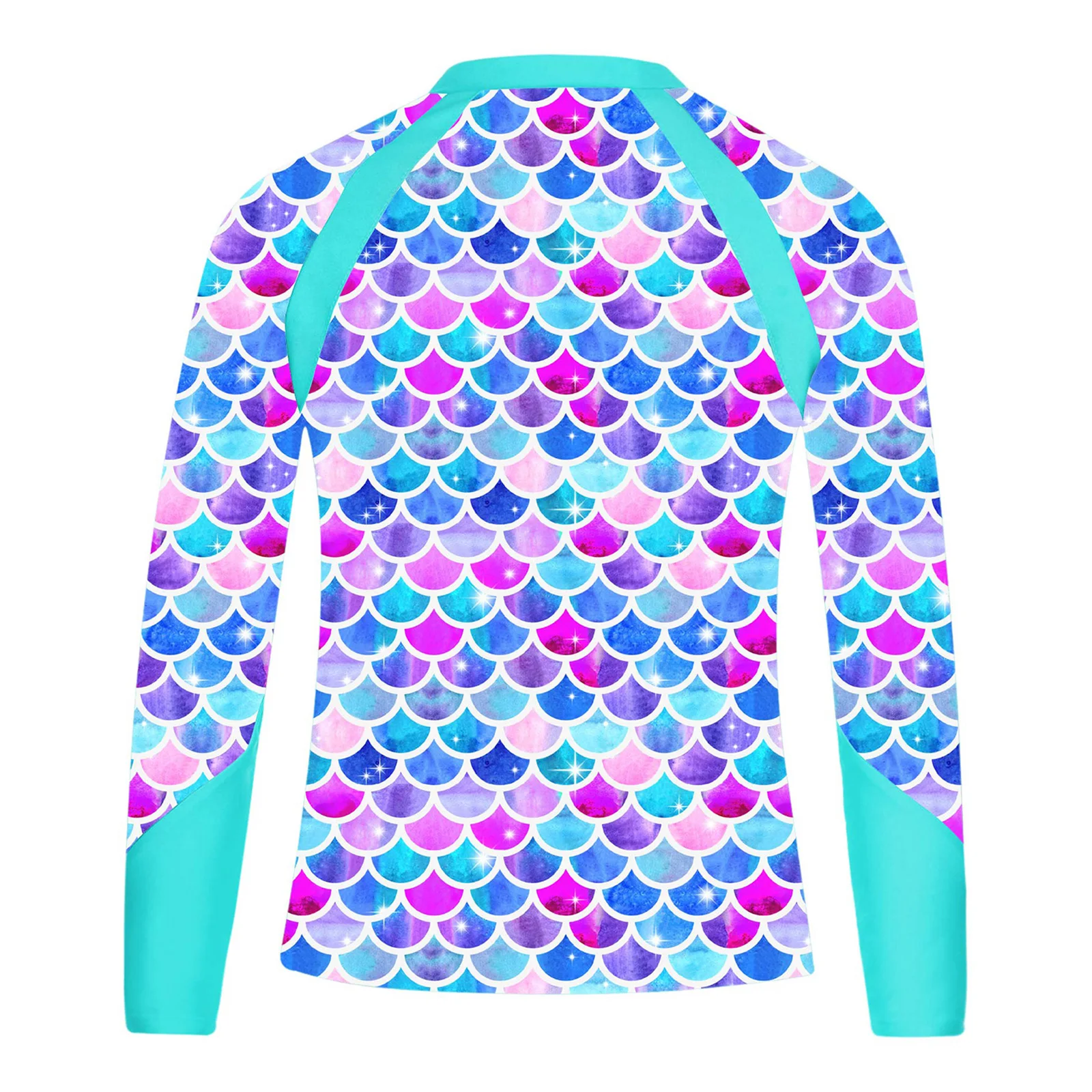 Color: Gold, Kid Size: 6M - Girls Swim Top Floral Printed Rash Guard T Shirt Long Sleeve Mermaid Costume Swimwear Beachwear UPF 50+ Surfing Bathing Tops