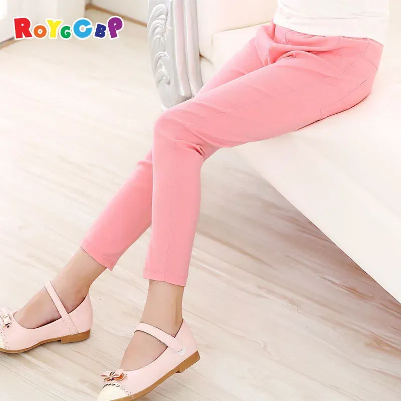 Color: Blue, Kid Size: 3T - Girls Pants Children Kids Pencil Pants Spring Summer Fashion Candy Colors
