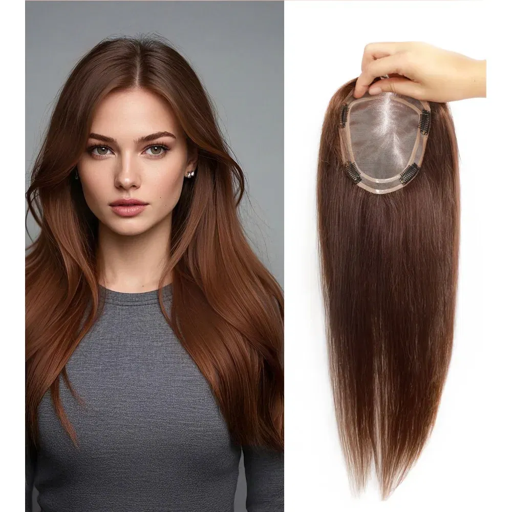 Toupee Color: 1820#, Toupee Size: 5x5, Toupee Design: free, Toupee Density: 120%, Length: 18 inches - 5.5X6inch Mono Base Brazilian Remy Human Hair Topper 12"-18" Double Pu Around Thick Invisible Mono Topper for Women Hairpieces
