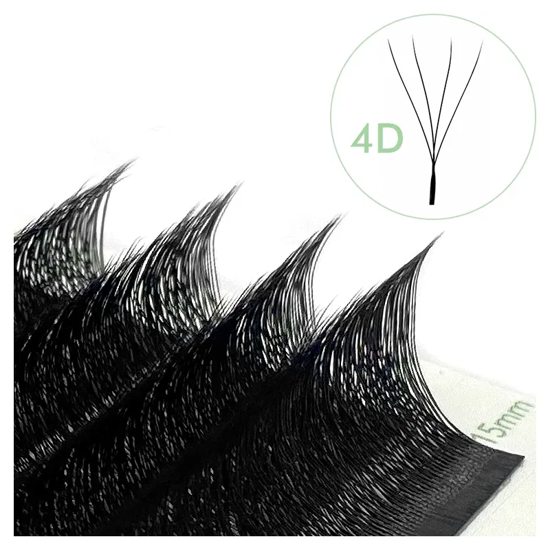 Color: Black & Silver, Curl: LU, Thickness: 0.07mm, Length: 15mm - NATUHANA W-Shaped 4D 5D Volume Eyelash Extensions Premade Volume Fans W Shape Lashes Natural Soft False Eyelashes for Makeup