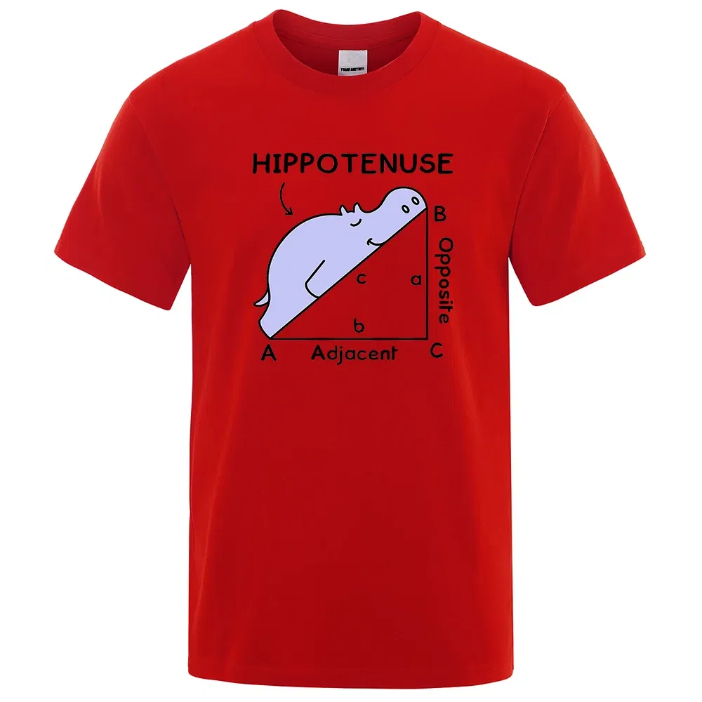 Color: Red, Size: XL - Hippotenuse Opposite Adjacent Funny Printed Men Women T Shirts Trigonometric Functions Cotton Short Sleeve Streetwear T-shirt