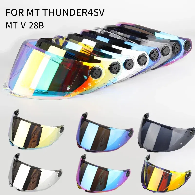 Color: Brown - MT Helmet Visor Shield for THUNDER 4 SV Sunscreen Capacete Windshield Uv Protection Motorcycle Replace Extra Lens MT-V-28B