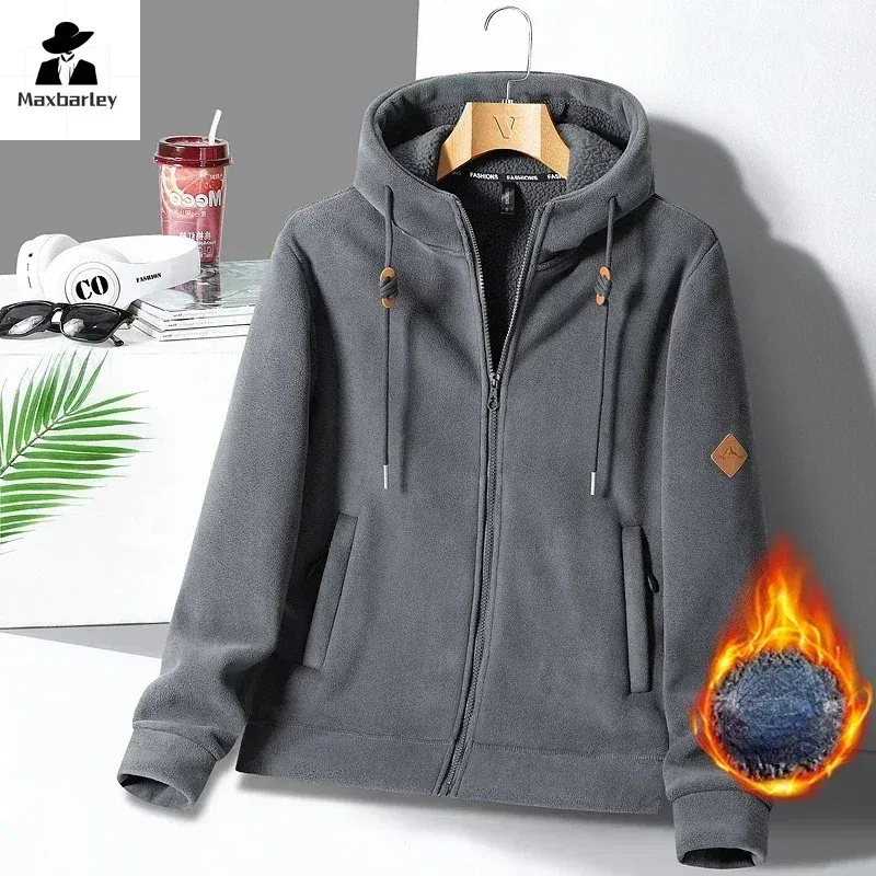 Color: Yellow, Size: S - Winter Warm Cashmere Jacket Mens High-end Ski Fleece Iined Thickened Hoodie Coat Casual Womens Outdoor Camping Cold-proof Jacket