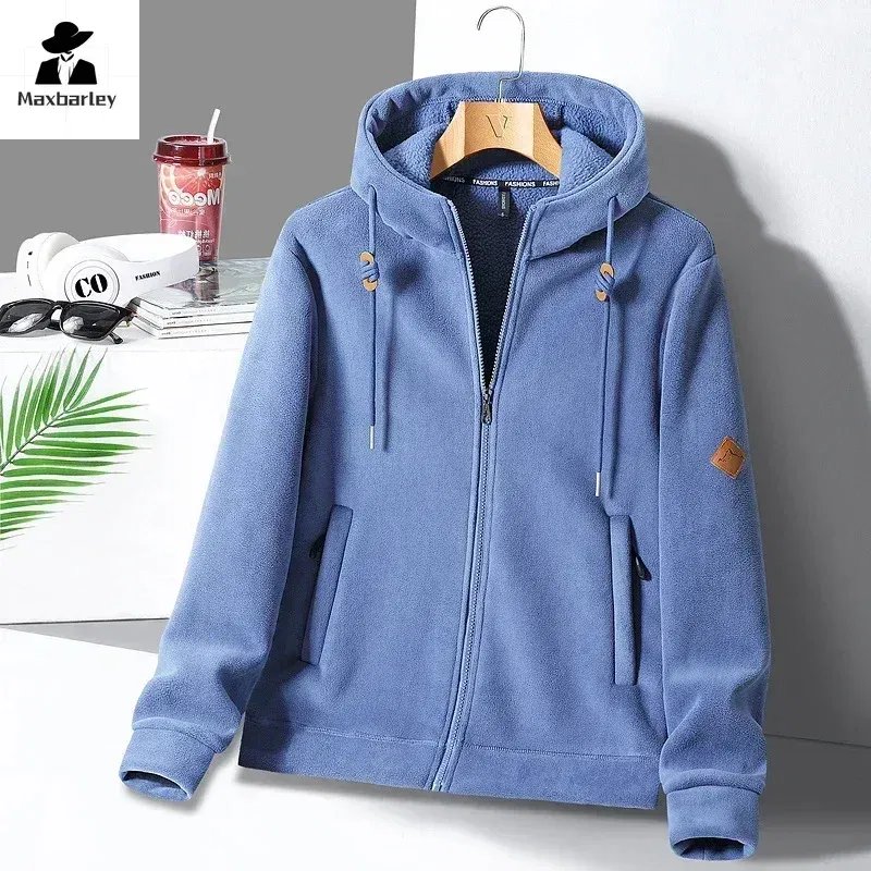Color: Yellow, Size: S - Winter Warm Cashmere Jacket Mens High-end Ski Fleece Iined Thickened Hoodie Coat Casual Womens Outdoor Camping Cold-proof Jacket