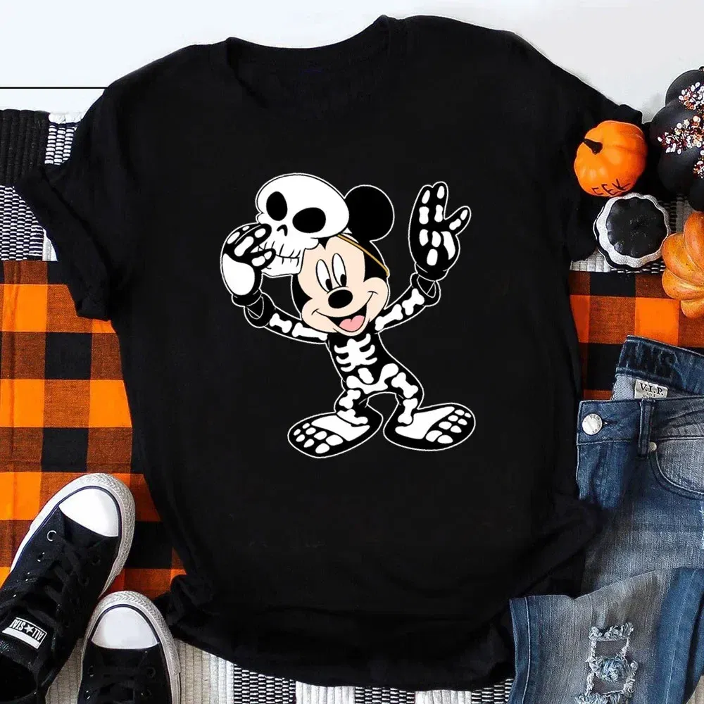 Color: Lavender, Kid Size: 2T - Funny Mickey Minnie Mummy Print Disney Children Cotton T Shirts Trick Treat Fashion Halloween Cute Kid Clothes Girls Streetwear