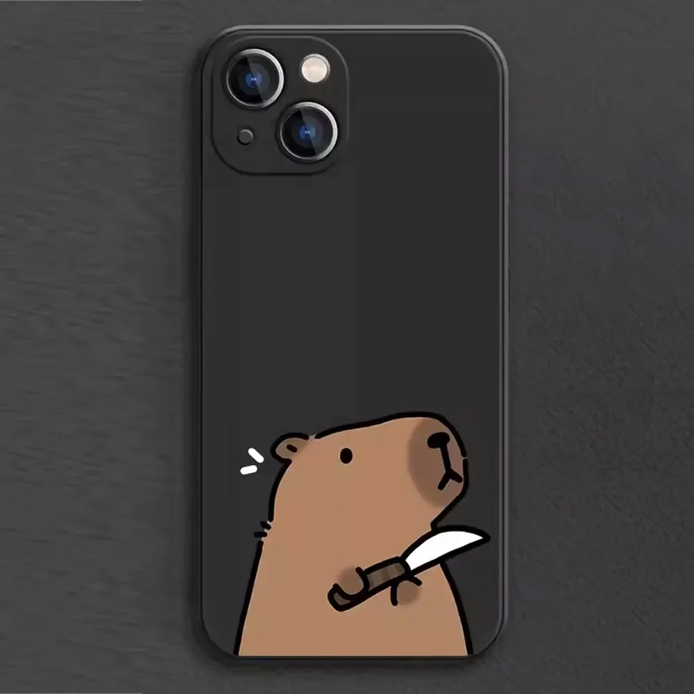 Color: black, Material: PVC - Cartoon Animal Capybara Phone Case For Samsung Galaxy S10 S20 S21 S22 S23 S24 FE Plus Ultra Note 20 Couple Paired Silicone Cover
