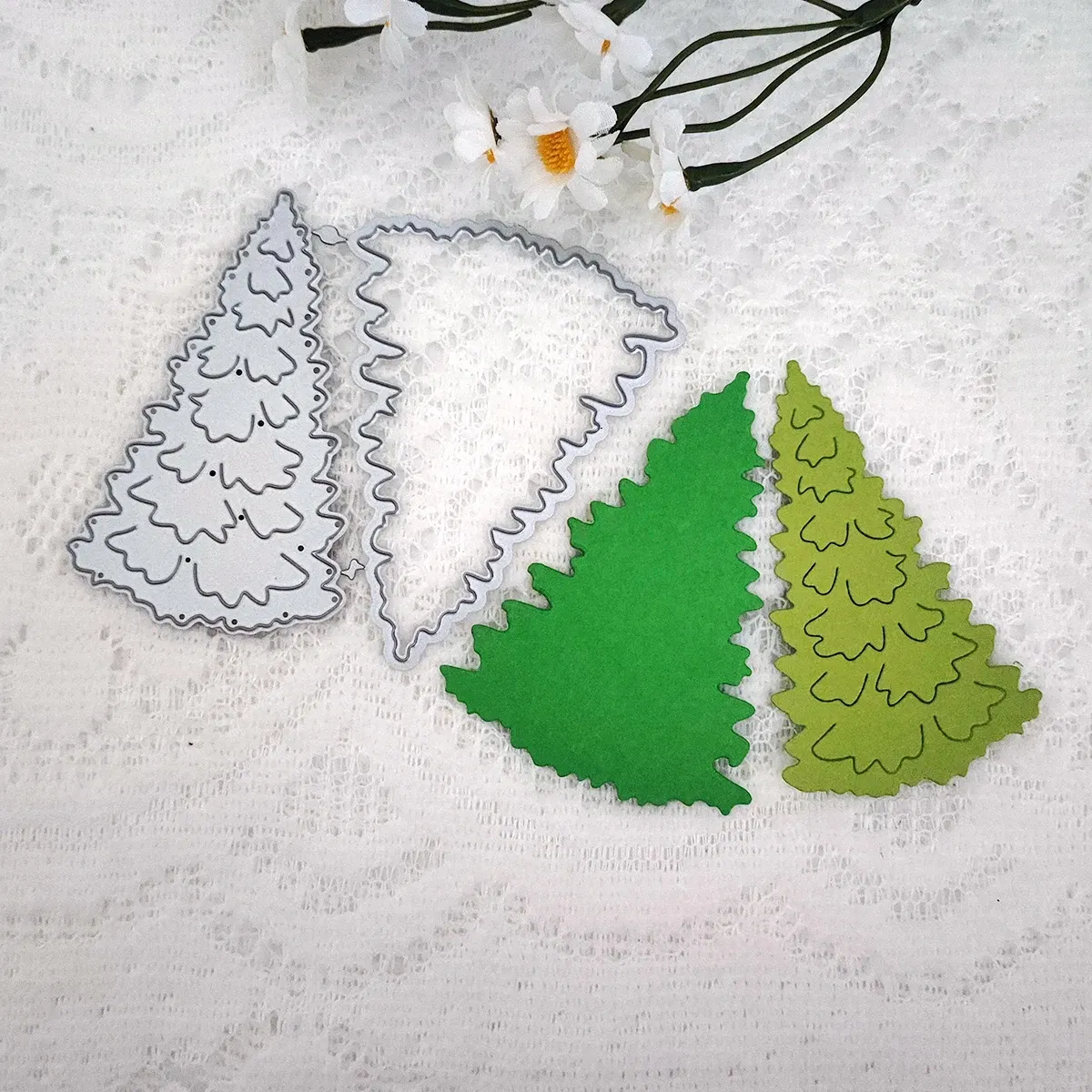 Color: Light Grey - Christmas Tree Happy Birthday Thank You 26 English Alphabet Metal Cutting Dies For DIY Scrapbooking Album Craft Cardmaking
