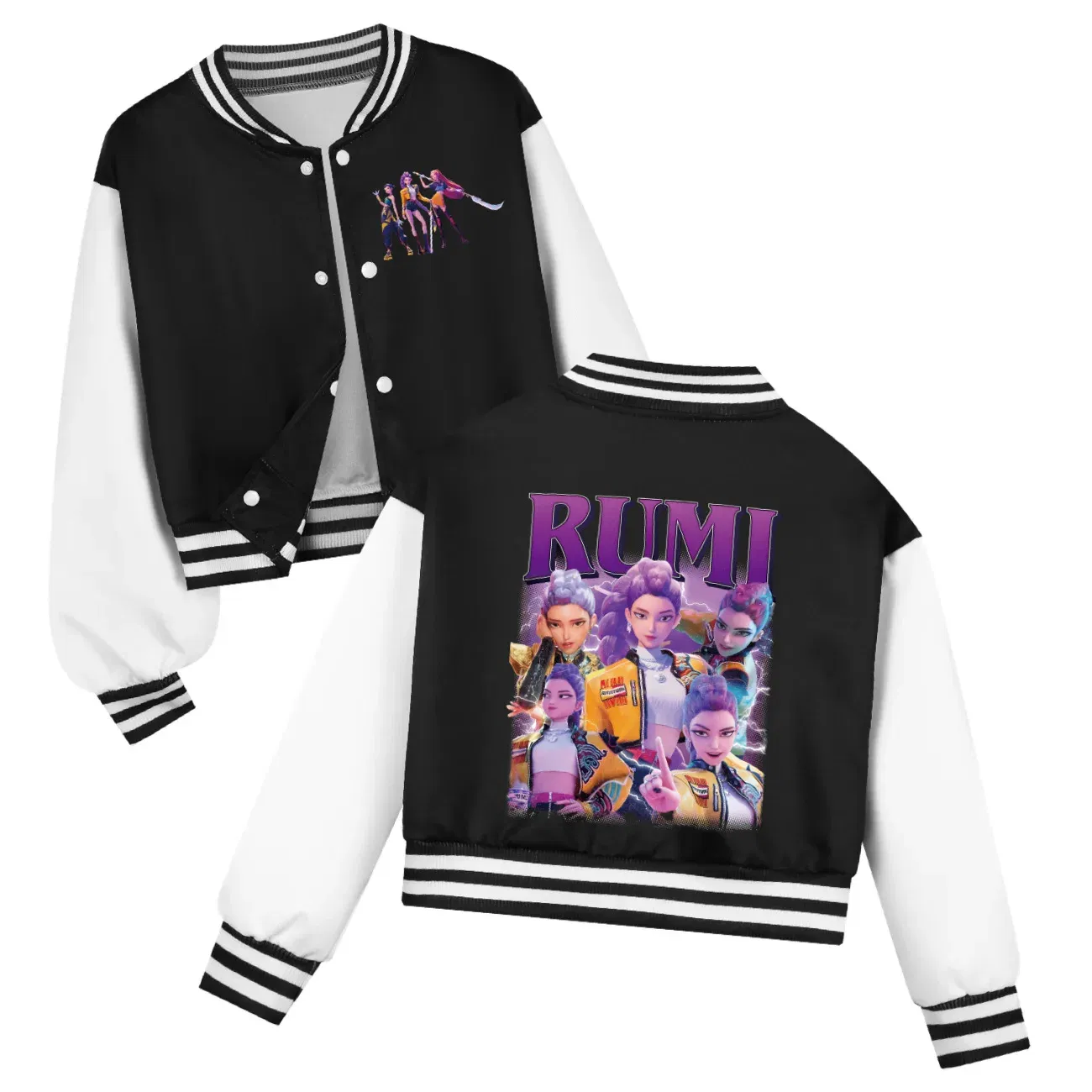 Color: Yellow, Kid Size: 6 - Kids KPop Demon Hunters Huntrix Clothes Boys Baseball Uniform Spring Autumn Girls Baby Casual Hoodies Children Costume