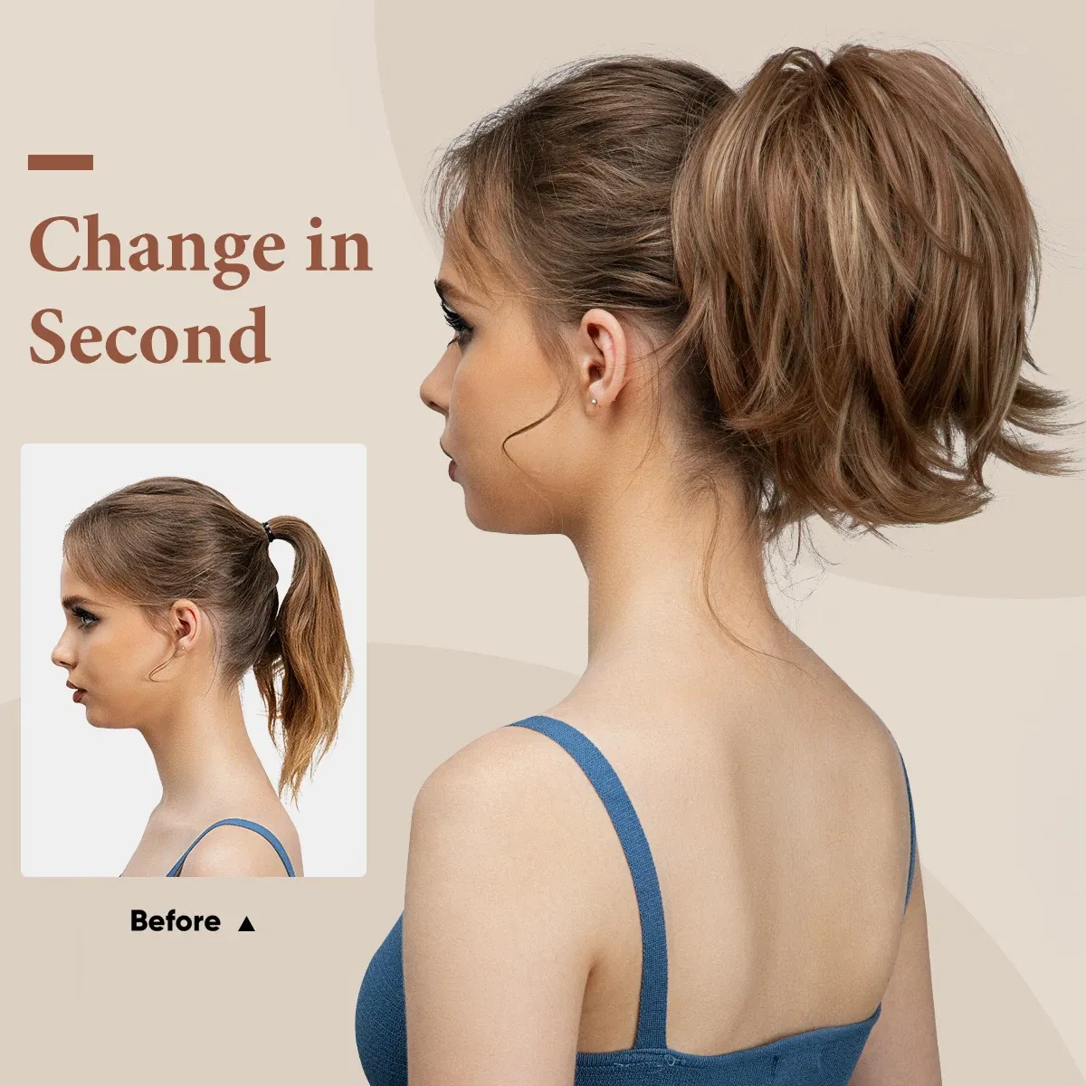 Color: P1B/613, Bulk Buy: 1pc - Synthetic Claw Clip In Ponytail Hair Extensions Diy Hairpiece Hair Bun  Fake Blonde Hair False Pigtail for Women