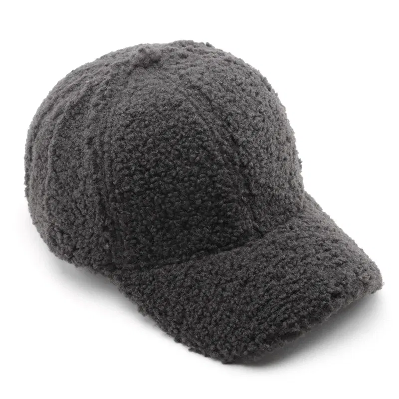 Color: green, Size: M - Autumn Winter Baseball Cap Women Artificial Lamb Wool Hats Keep Warm Cap Plush Baseball Caps Spring Baseball Cap Solid Sunshade