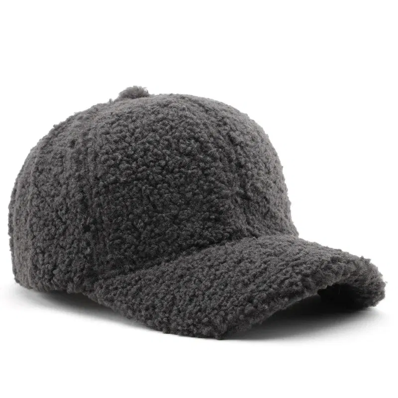Color: green, Size: M - Autumn Winter Baseball Cap Women Artificial Lamb Wool Hats Keep Warm Cap Plush Baseball Caps Spring Baseball Cap Solid Sunshade