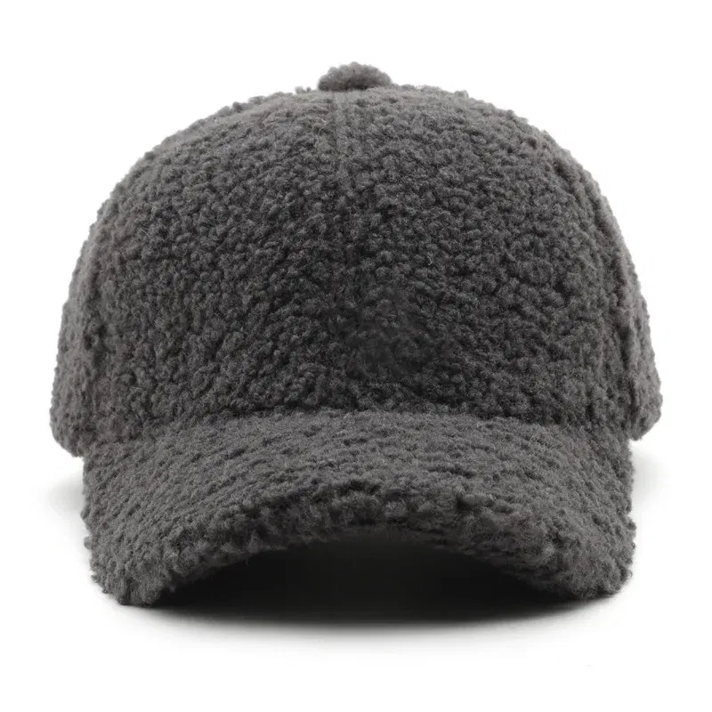 Color: green, Size: M - Autumn Winter Baseball Cap Women Artificial Lamb Wool Hats Keep Warm Cap Plush Baseball Caps Spring Baseball Cap Solid Sunshade