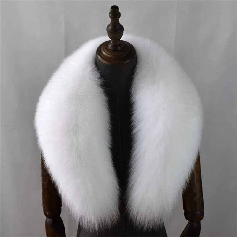 Color: Emerald Green, Size: L - 100% Natural Real Fox Fur Collar For Women Men Coat Jacket Fur Scarf Winter Extra Large Size Neck Warmer Fur Scarf Shawls Wraps