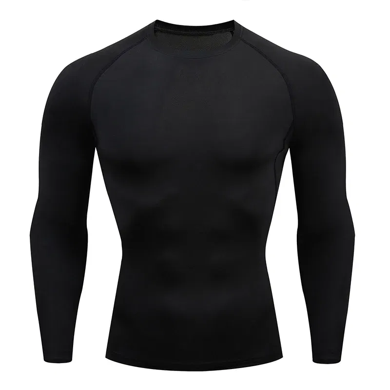 Color: Gold, Size: S - Men Bodybuilding Sports T-Shirt Quick Dry Running Shirt Long Sleeve Compression Top Gym T Shirt Men Fitness Tight Rashgad
