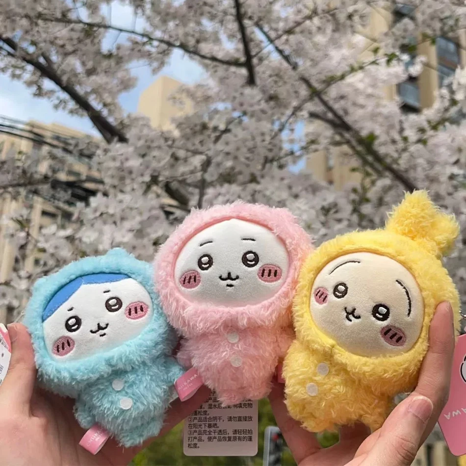 Color: MistyRose - 10CM Chiikawa Pajama Plush Pendant Keychain Cartoon Usagi Hachiware Usachi Doll Pendant Keychains Chiikawa Plush Doll Toys Gifts