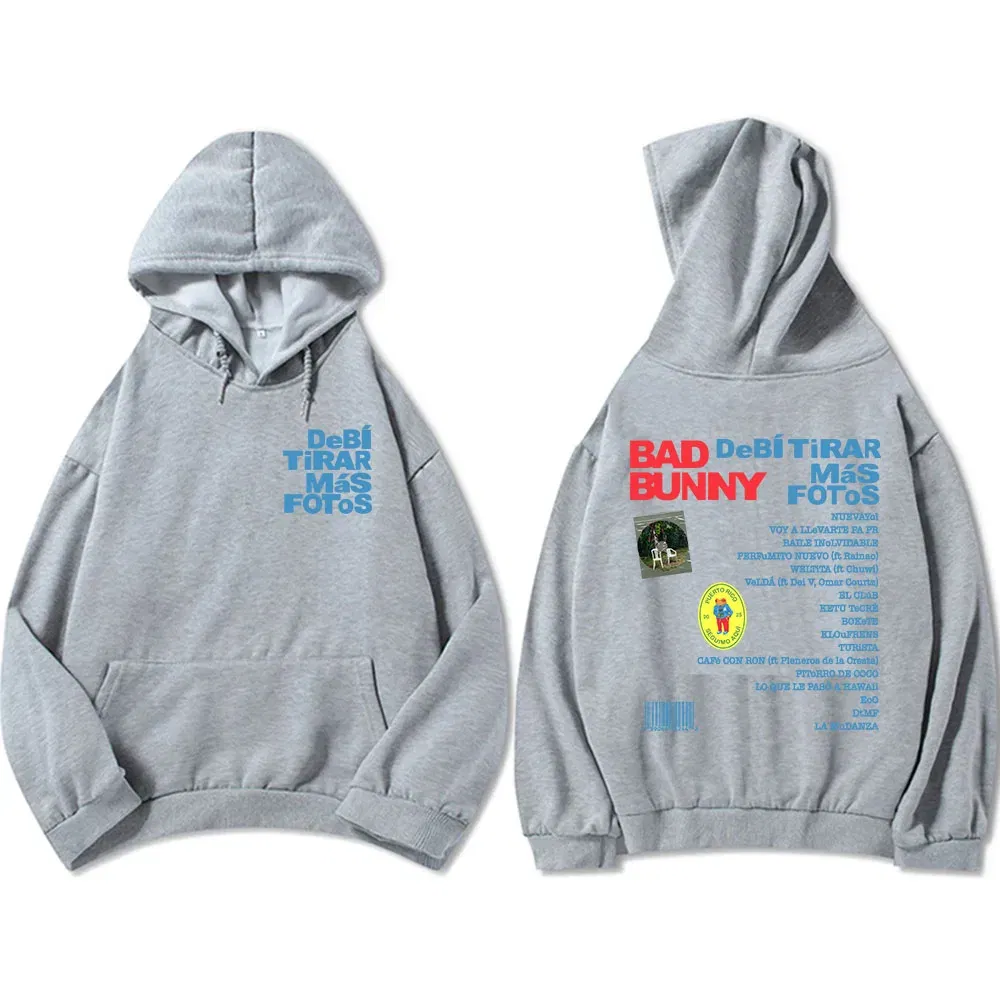 Color: army green, Size: XS - Unisex Streetwear Bad Bunny DTMF Hoodies 2025 New Album Deb? Tirar Más Fotos Printing Sweatshirts Winter Comfortable Male Hoodie