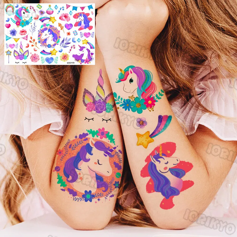 Color: black - Cute Small Bus Car Temporary Tattoos For Kids Boys Girls Baby Child Cute Dinosaur Tattoo Sticker Funny Fake Star Tatoo Face Hand
