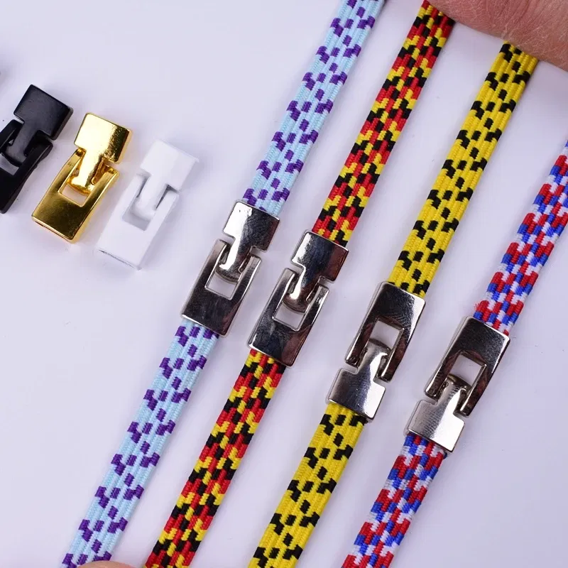 Color: WHITE, Ships From: CHINA - No Tie Shoelace Buckle Shoelaces Metal Buckle for Men Women Kids Sneakers Aluminum Capsules Lock Kits Shoe Laces Accessories 4ps