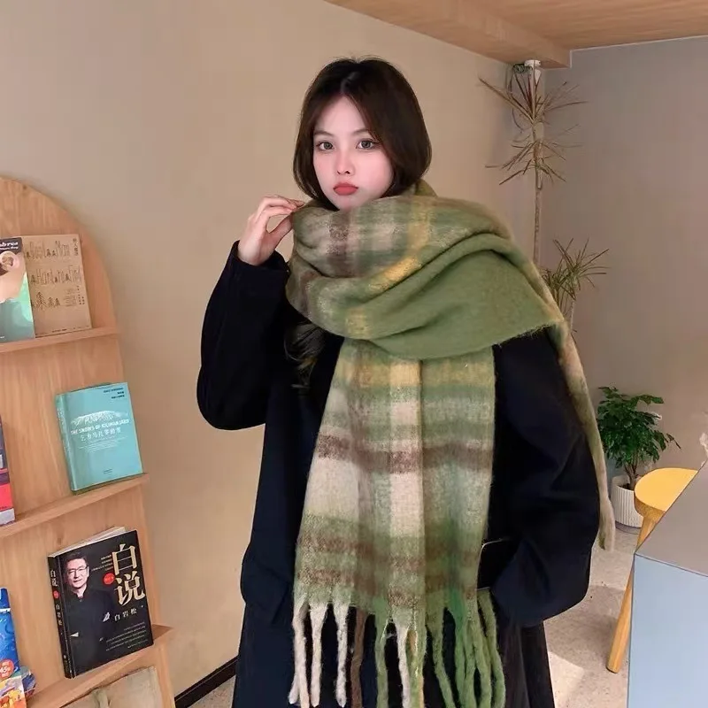 Color: Blue, Size: XXS - 2025 Hot  Luxury Winter Thick Warm Scarf Women Cashmere Shawl and Wraps Pashmina Neckerchief Bufanda Female Long Tessel Echarpe