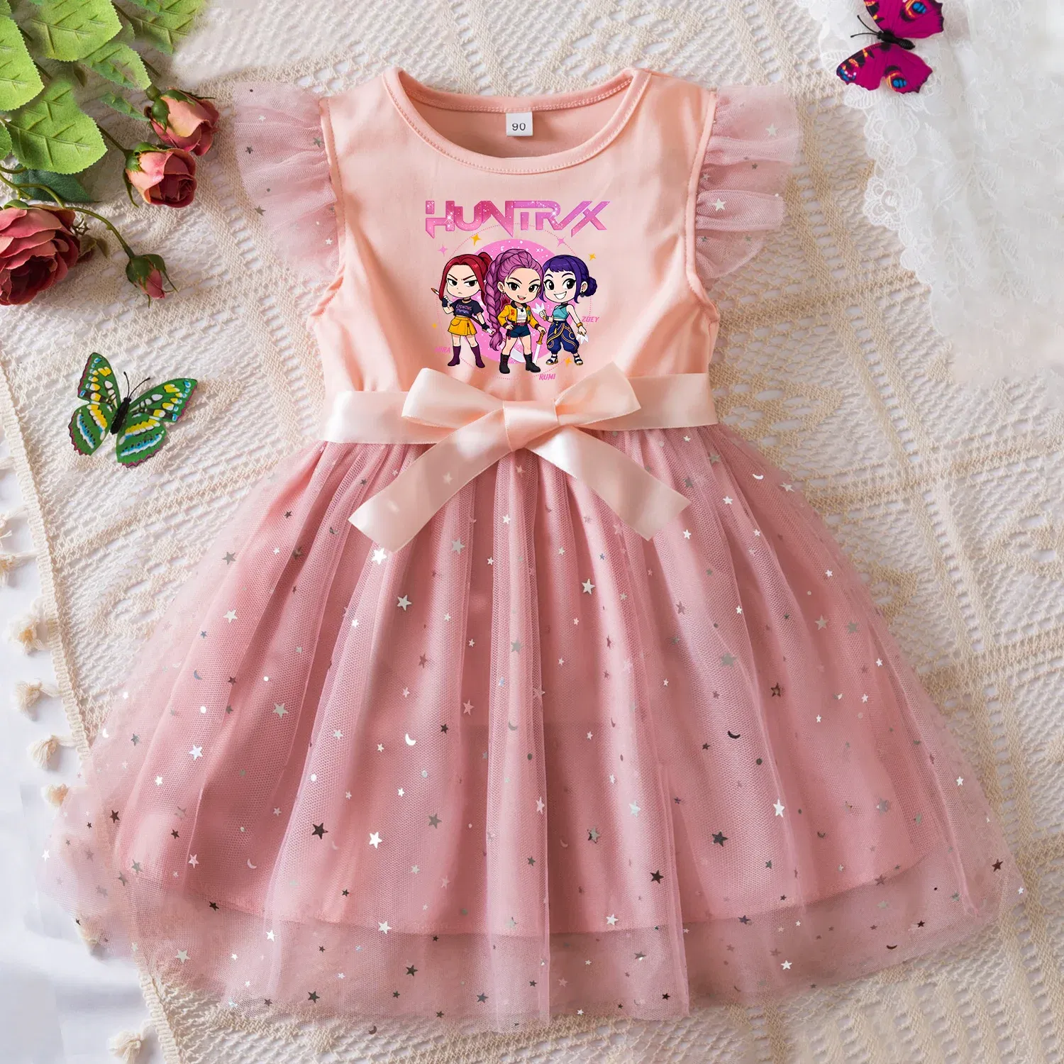 Color: Ivory, Size: One Size, Height: 170 - KPop Demon Hunters Girls Dress Kids Party Halloween Carnival Birthday Party Clothes Princess Tutu Dresses Costume Children Gift