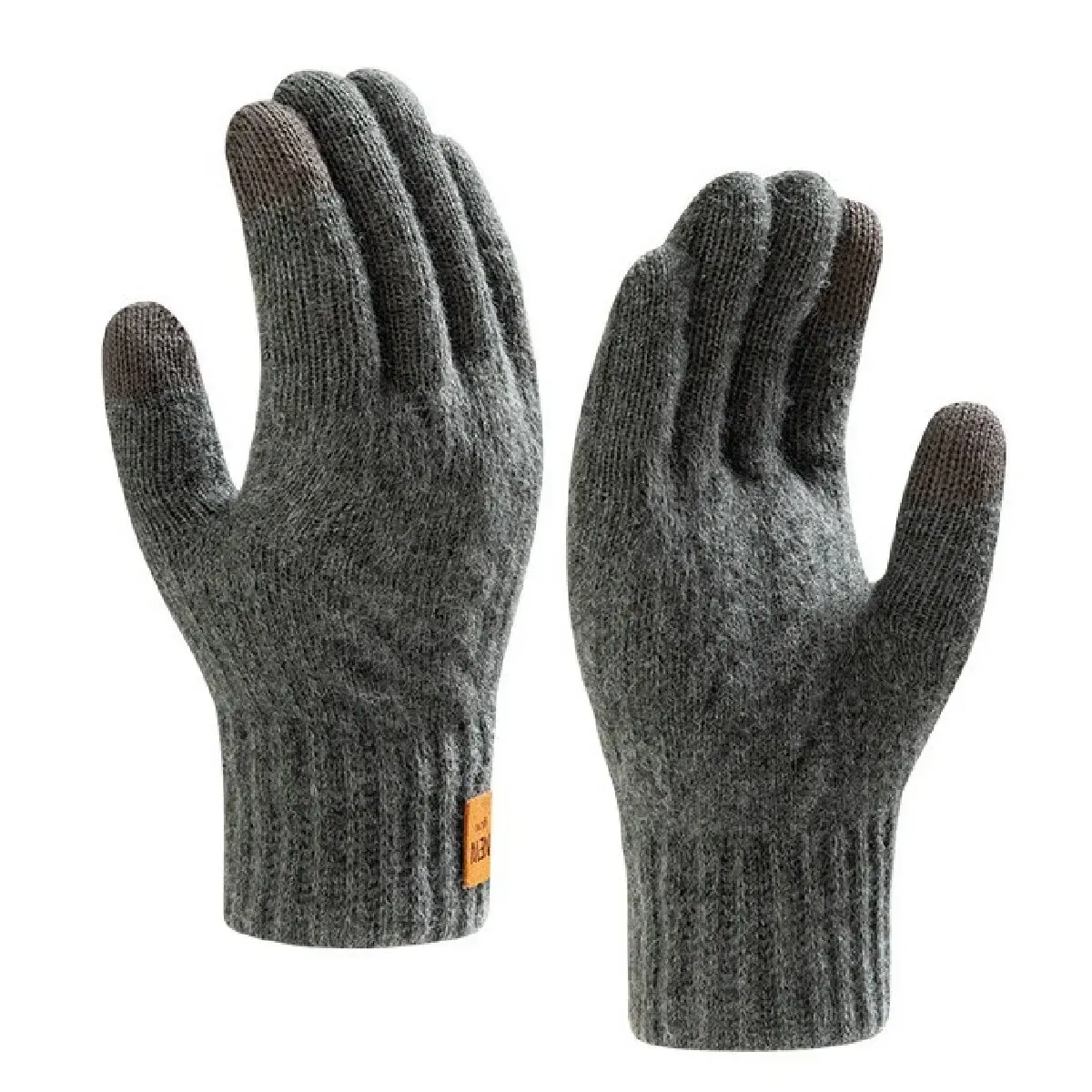 Color: green, Gloves Size: One Size - Fleece Lined Fashion Warm Women Men Black Cable Knitted Winter Touch Screen Gloves