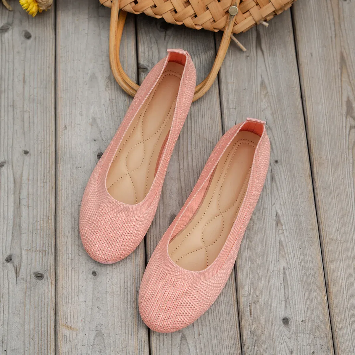 Color: black, Shoe Size: 41 - Elastic Knitting Flats Slip on Shoes for Women 2024 Summer Breathable Soft Loafers Woman Lightweight Casual Shoes Mom Moccasins