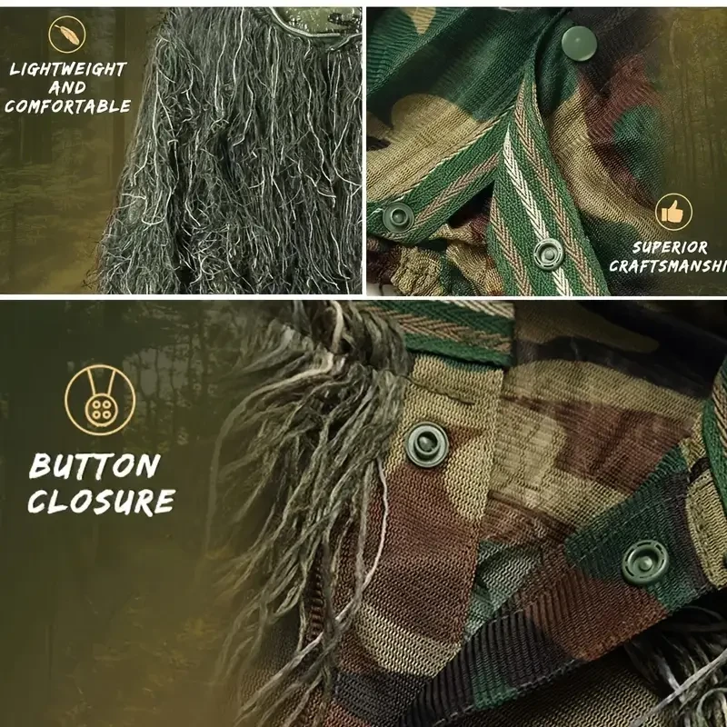 5-in-1 Ghillie Suit - Ultimate Camo for Hunting, CS, Bird Watching & Costumes