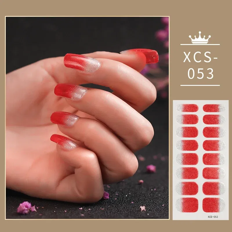 Color: Mixed Colors - Rose Red Shiny Twinkle Full Cover Nail Stickers Sticker For Nails Self Adhesive Nail Sticker Fashion Nail Stickers Beauty