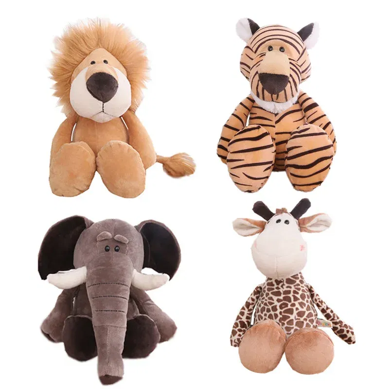 Color: PURPLE, Height: 11cm-30cm - Stuffed Plush Animals Toys Soft Dolls Jungle Lion Elephant Tiger Dog Fox Monkey Deer Children Gift Kawaii Baby Kids Hobbie Toys