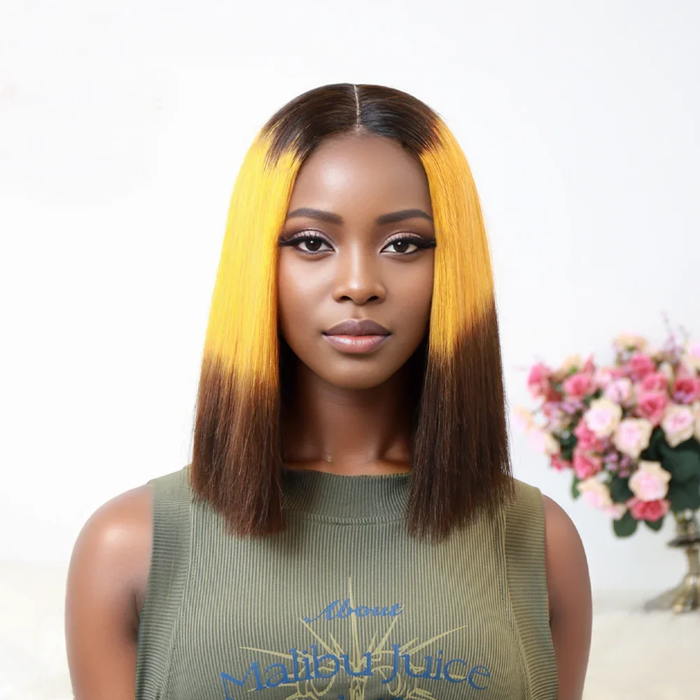 Hair Color: #2, Stretched Length: 8inches, Density: 100% - Vietname Super Double Drawn Straight Short Bob Wigs 2x6 Lace Closure Wig for Women 100% Human Hair Orange Candy Lace Closure Wig