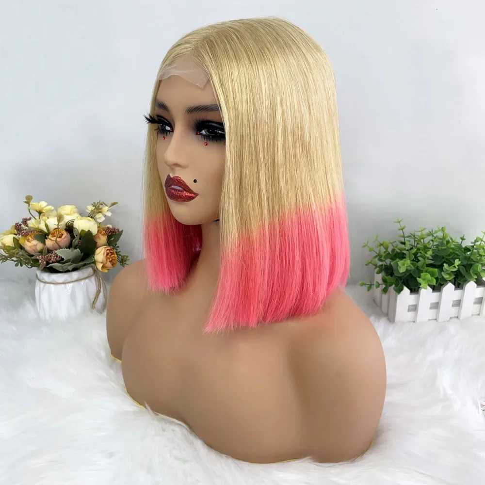Hair Color: #2, Stretched Length: 8inches, Density: 100% - Vietname Super Double Drawn Straight Short Bob Wigs 2x6 Lace Closure Wig for Women 100% Human Hair Orange Candy Lace Closure Wig
