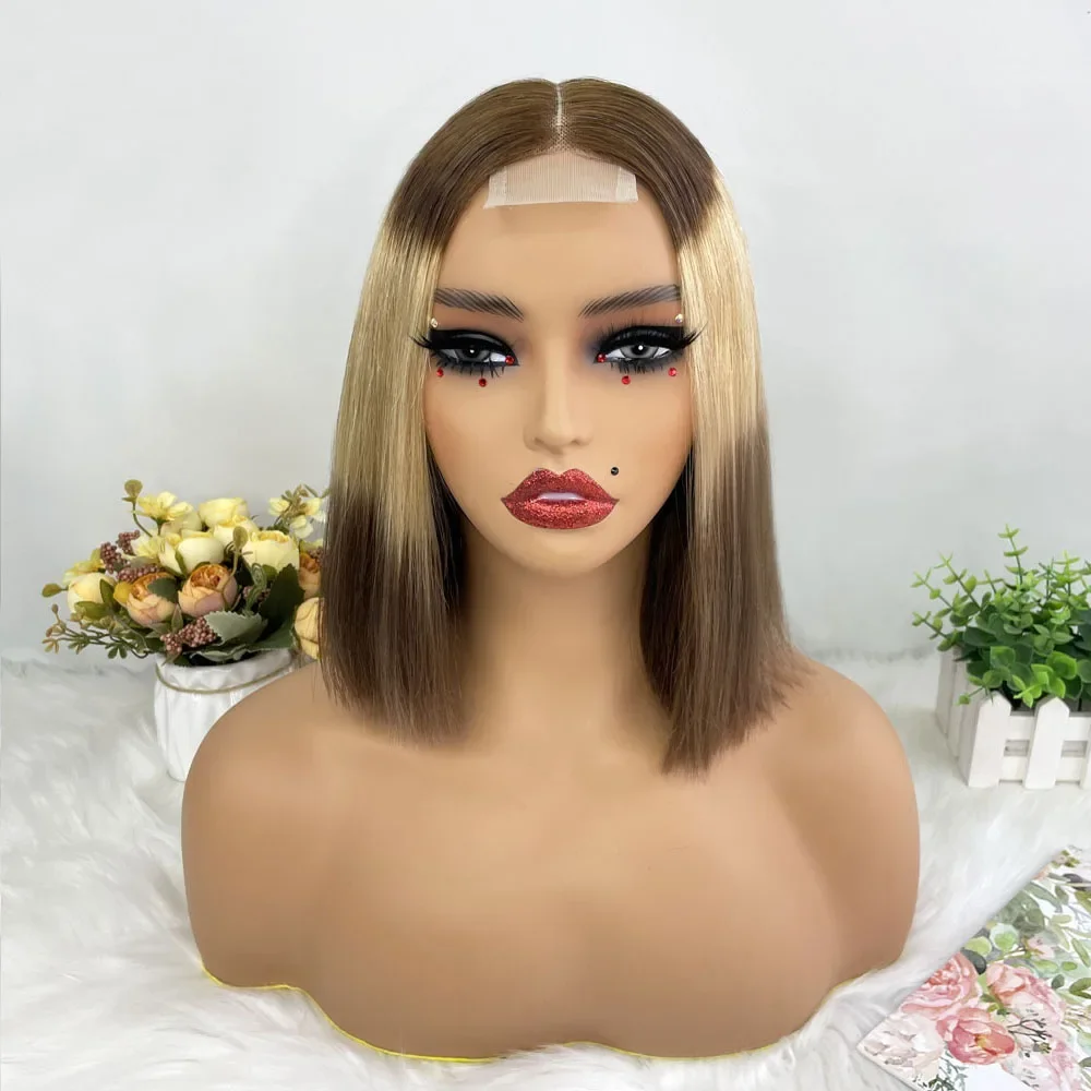 Hair Color: #2, Stretched Length: 8inches, Density: 100% - Vietname Super Double Drawn Straight Short Bob Wigs 2x6 Lace Closure Wig for Women 100% Human Hair Orange Candy Lace Closure Wig