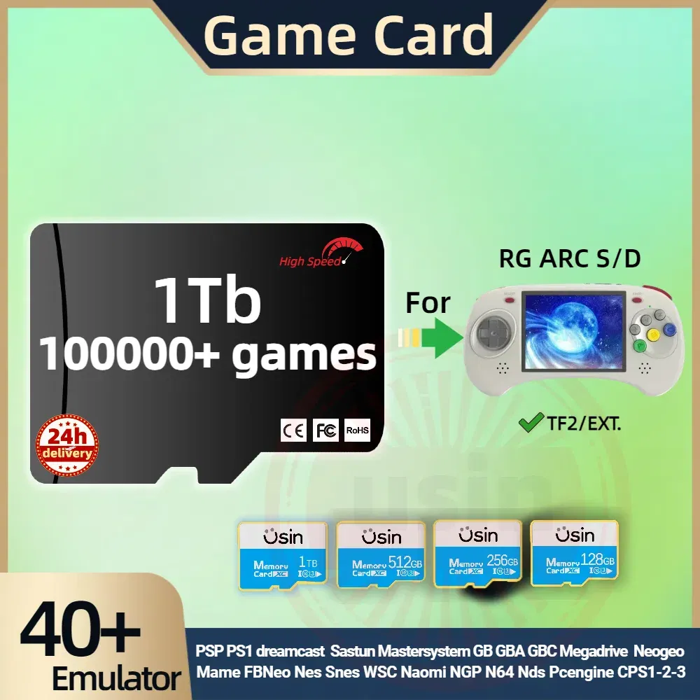 Color: PURPLE, Ships From: CHINA - Game Card For Anbernic RG ARC S D Memory TF Plug&Play Retro Games PSP PS1 SD portable Handheld High Speed Card 1Tb 512G