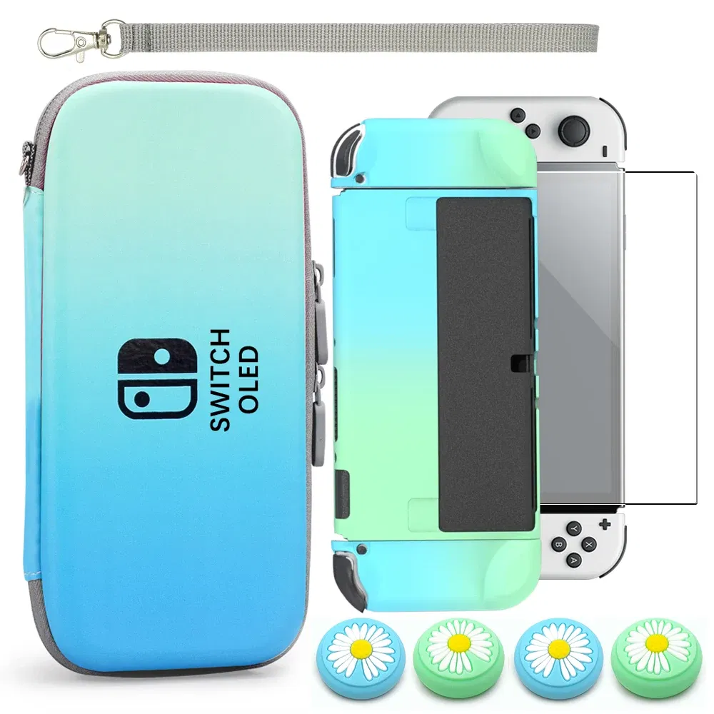 Color: Brick Red - Case Kit For Nintend Switch OLED Console Carrying Case Protective Pouch Hard Shell Clear Cover For Switch Oled WIth Film Glass
