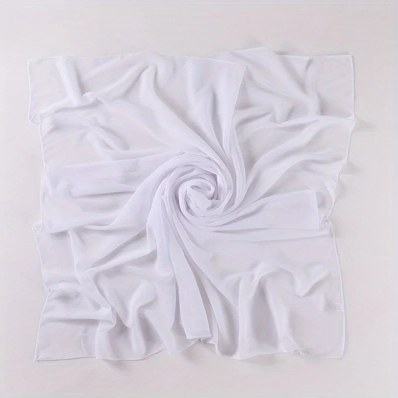 Color: black, Size: One Size - 110*110cm Chiffon Square Hijabs Scarf For Woman Muslim Turban Hat Islam Headscarf Women Plain Veil Jersey Hijabs Ramadan