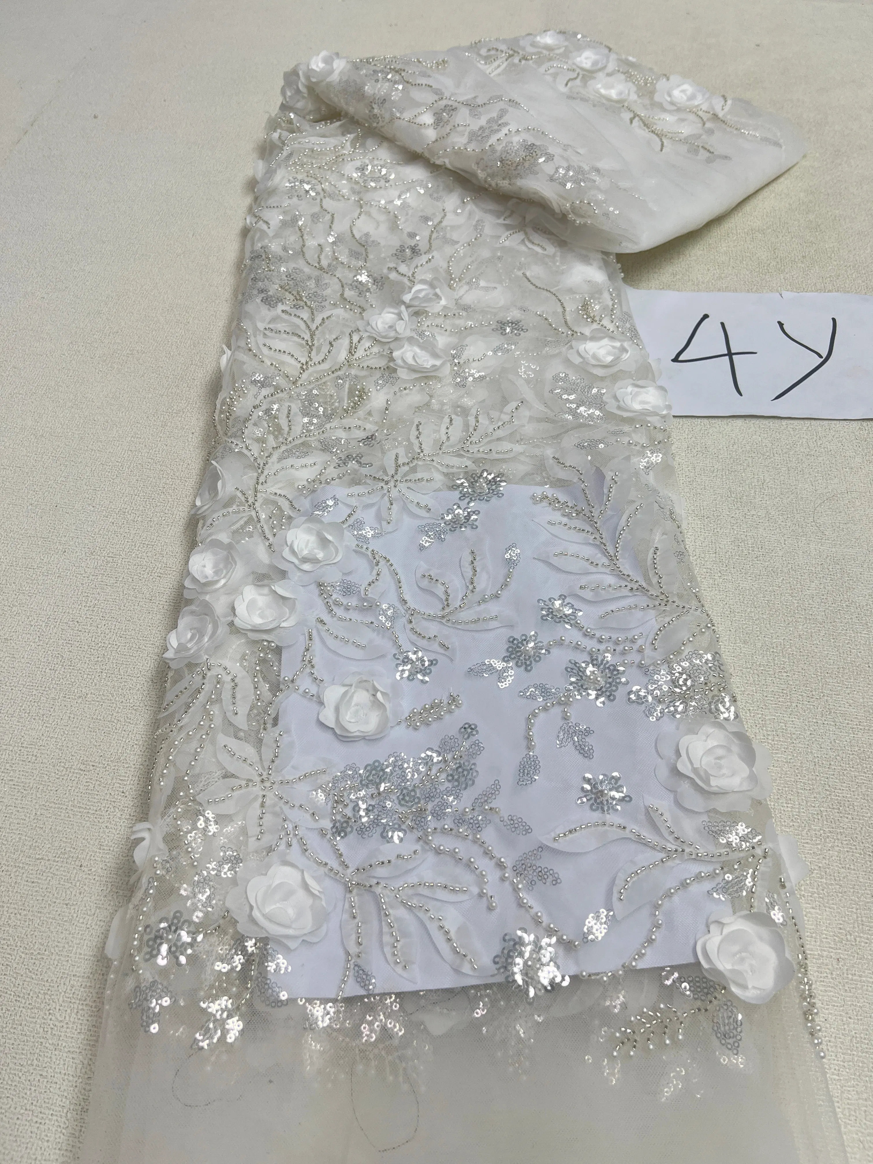 Color: Magenta, Length: 5 yards, Width: 120cm - 2025 African Nigerian Tulle Lace Fabric Sequins Sewing Guipure Beads Stone Embroidery Dresses High Quality 4 Yards