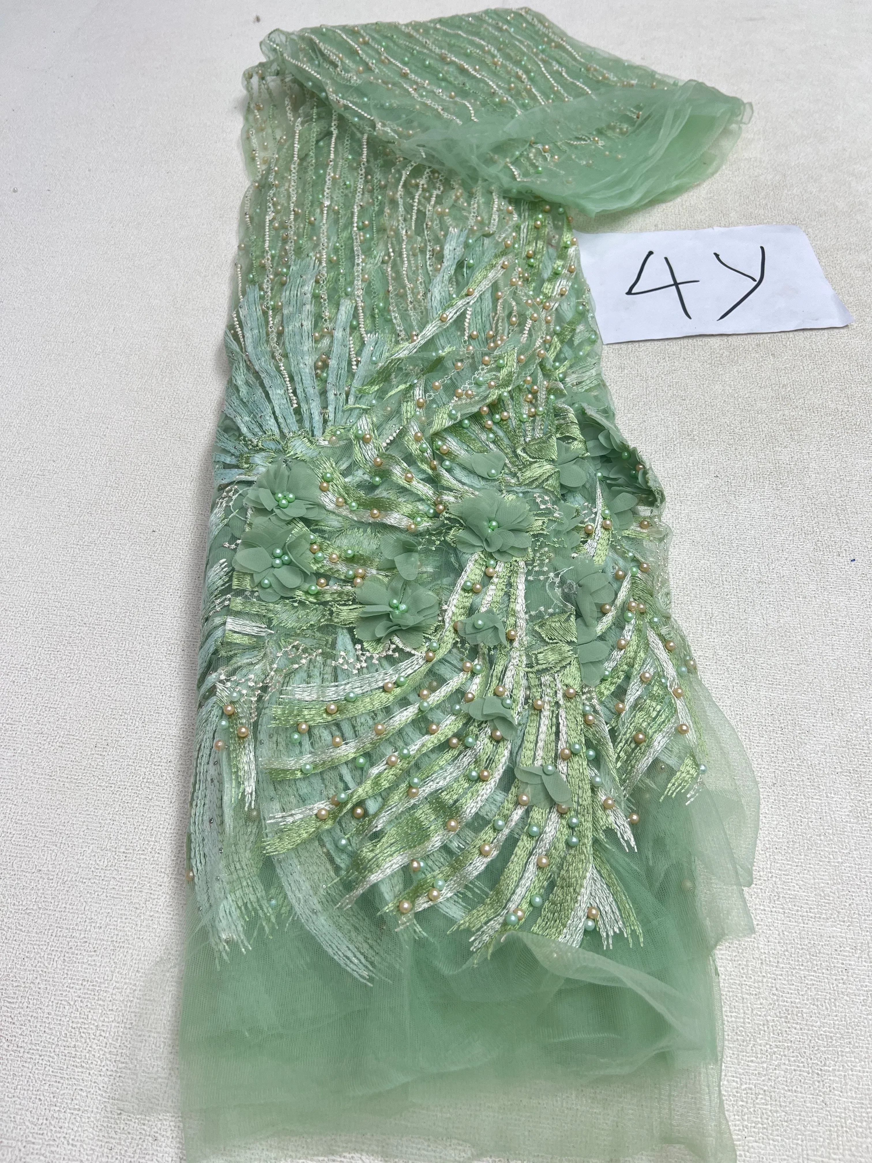 Color: Magenta, Length: 5 yards, Width: 120cm - 2025 African Nigerian Tulle Lace Fabric Sequins Sewing Guipure Beads Stone Embroidery Dresses High Quality 4 Yards