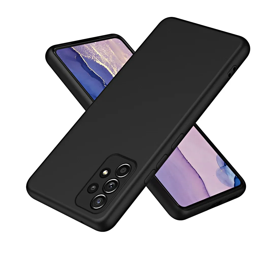 Color: black, Material: Denim - Solid Silicone Protect Case For Samsung Galaxy A13 A23 A33 A53 A73 A12 A22 A32 A52 A52S A72 A04 A04S A14 A24 4G A34 A54 Cover