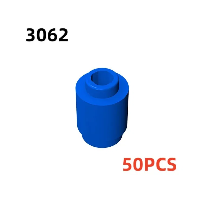 Color: Blue - 50PCS 3062b 30068 35390 3062 Accessories 1x1 Cylindrical Brick DIY Buildings? Blocks Educational Toys City Toy
