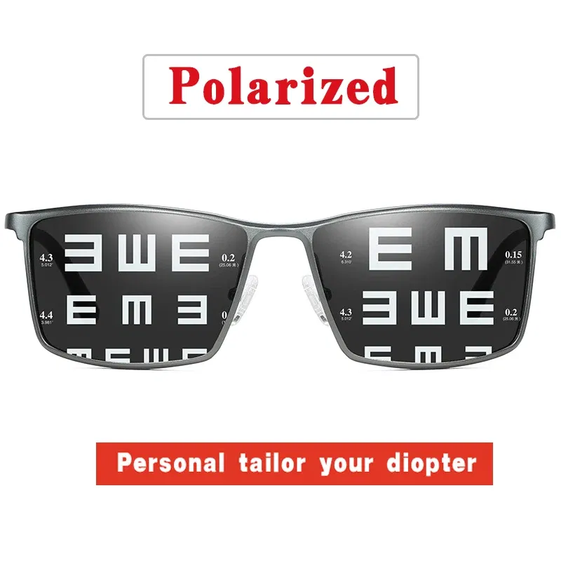 Lenses Color: Yellow, Frame Color: Blue - Men's sunglasses myopia with diopter polarized prescription glasses UC400 retro anti-glare driving goggles square black shades