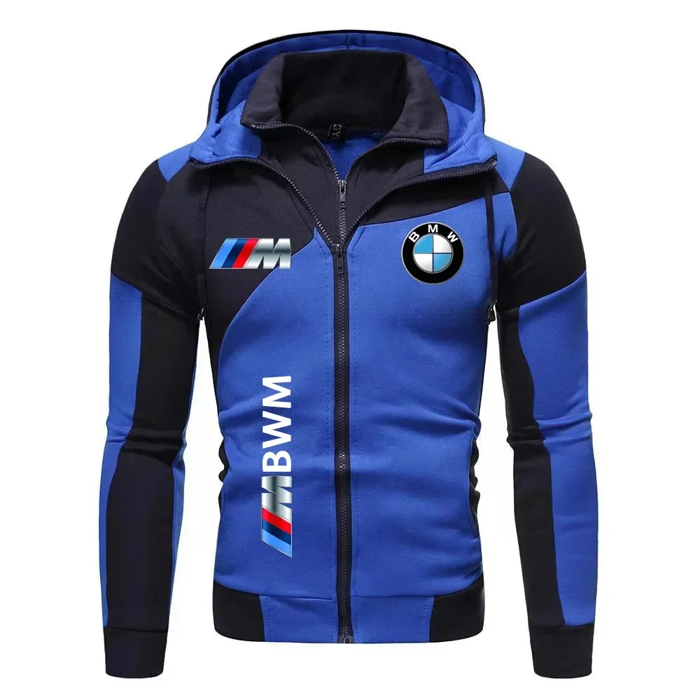 Color: Gold, Size: XXL, Ships From: CHINA - Motorcycle Jacket, BMW Logo Printed Cotton Sweatshirt, Hooded Sweatshirt, BMW Logo Autumn Men's Double Zipper Cardigan Jacket ..